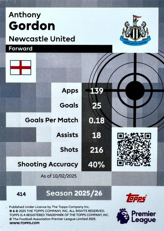 Anthony Gordon - Pro Precisión - Topps Premier League 2026