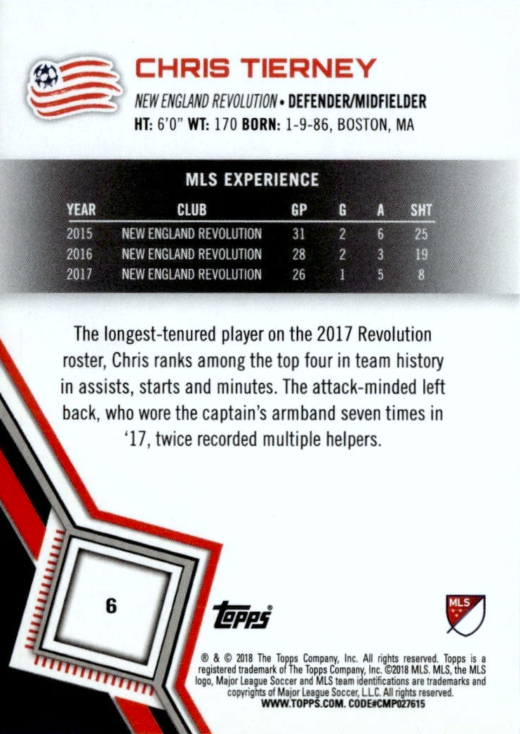 Chris Tierney - MLS Soccer 2018
