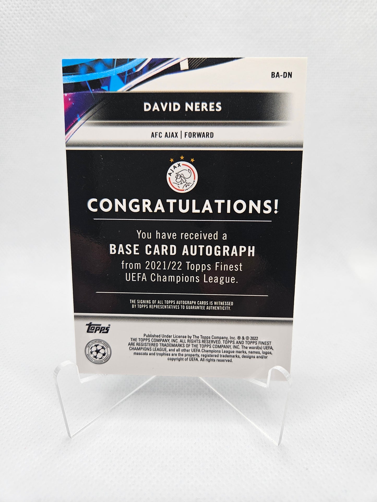 David Neres - Autógrafo original - Topps Finest UEFA Club Competitions 21/22