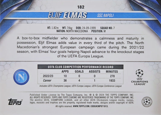 Eljif Elmas - Green Lava - Topps Chrome UEFA Club Competitions 23/24