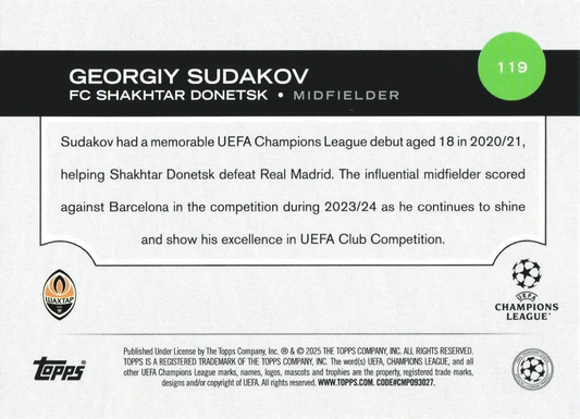 Georgiy Sudakov - UEFA Club Competitions 25/26