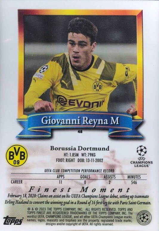 Giovanni Reyna - Topps Finest Flashbacks UEFA Club Competitions 22/23