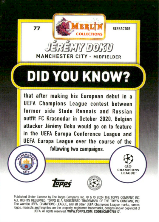 Jérémy Doku - Merlin UEFA Club Competitions 23/24