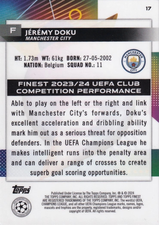 Jérémy Doku - Topps Finest 23/24