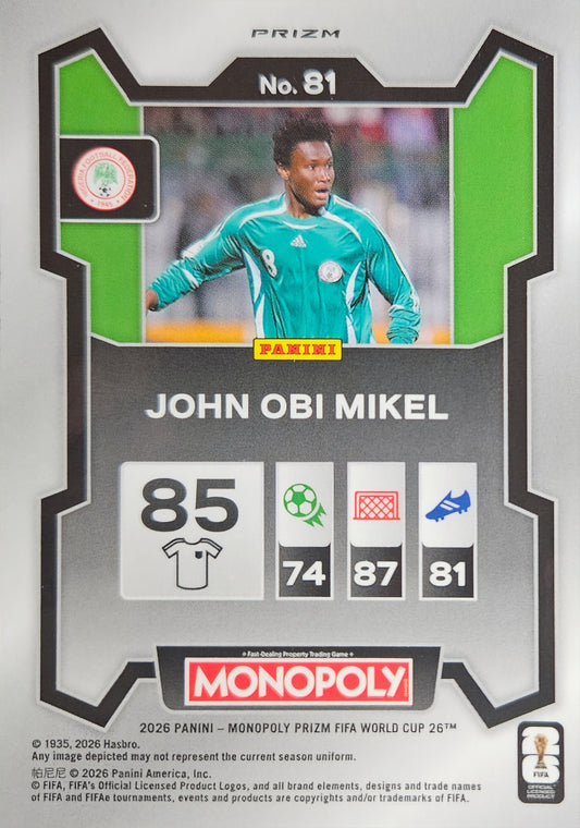 John Obi Mikel - Gold Cracked Ice - Monopoly Prizm FIFA World Cup 2026