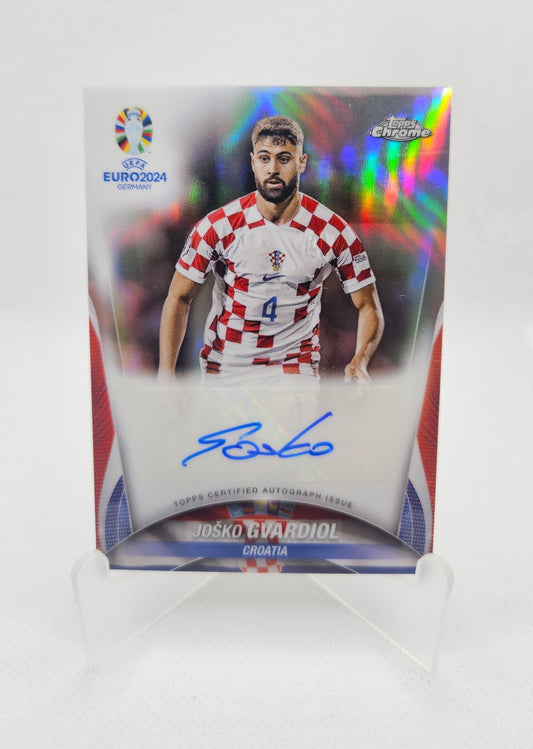 Joško Gvardiol - Autógrafo original Refractor - Topps Chrome UEFA Euro 2024 Germany