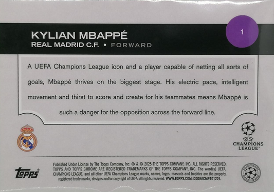 Kylian Mbappé - Topps Chrome UEFA Club Competitions 24/25