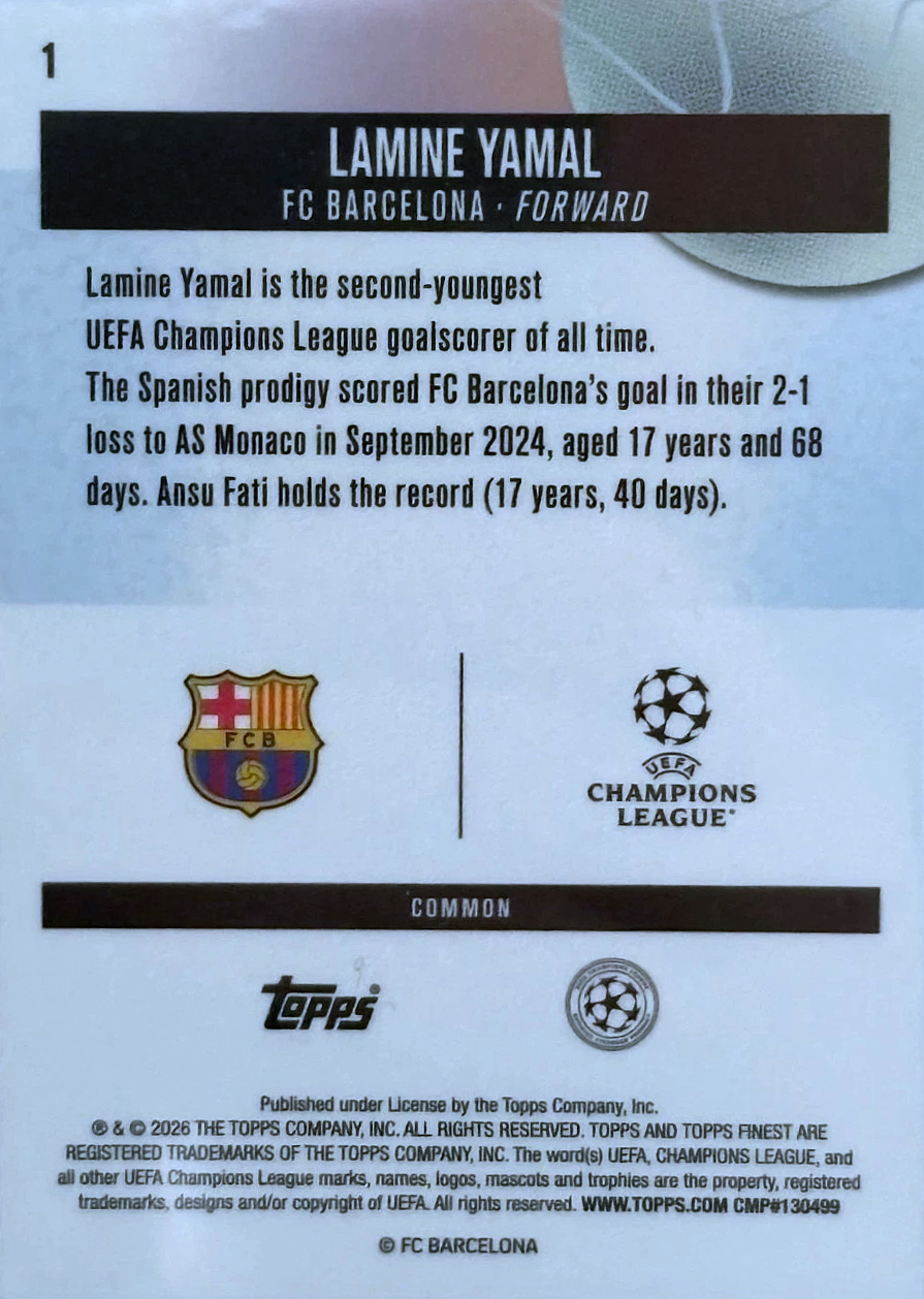 Lamine Yamal - Topps Finest UEFA Club Competitions 25/26