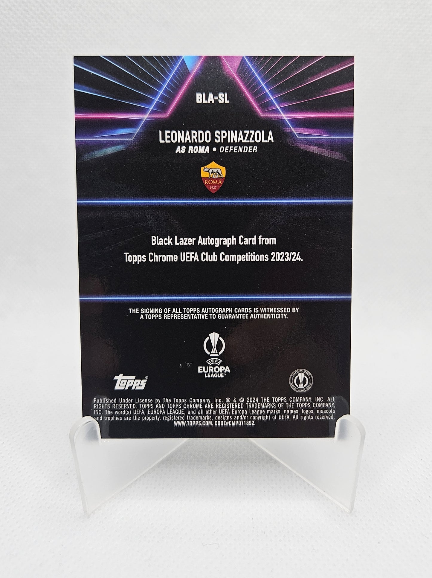 Leonardo Spinazzola - Autógrafo original - Topps Chrome UEFA Club Competitions 23/24