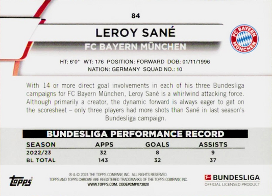 Leroy Sané - Topps Chrome Bundesliga 23/24