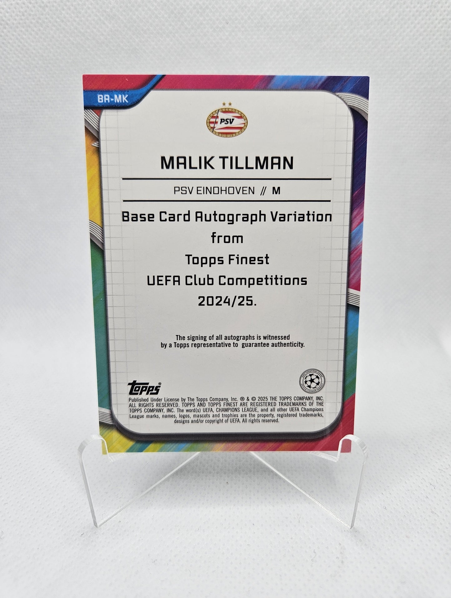 Malik Tillman /299 - Autógrafo original - Topps Finest UEFA Club Competitions 24/25