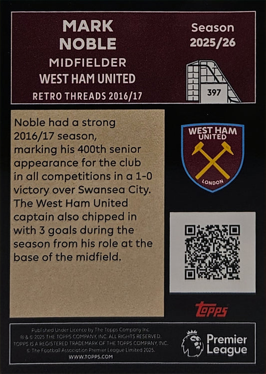 Mark Noble - Retro Threads - Topps Premier League 2026