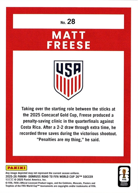 Matt Freese - Prism Foil - Donruss Road to FIFA World Cup 26