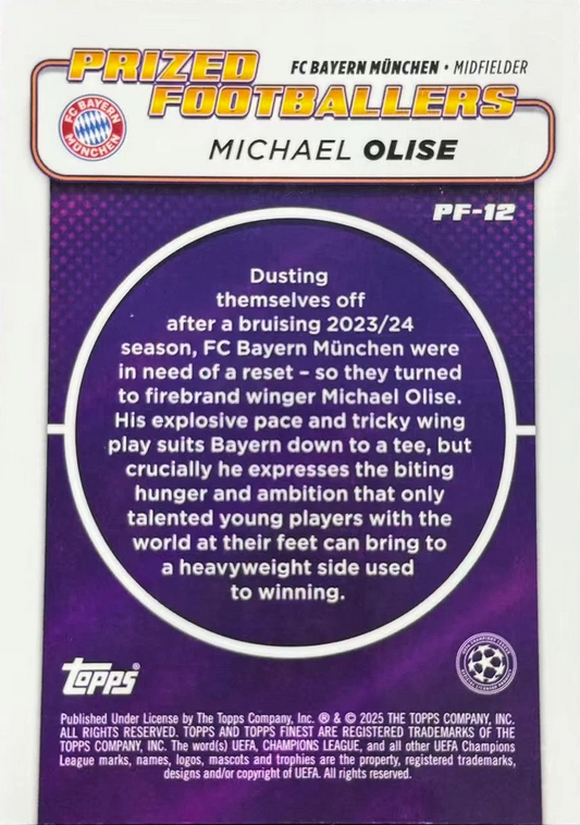 Michael Olise - Prized Footballers - Topps Finest UEFA Club Competitions 24/25