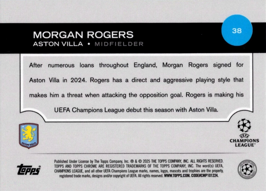 Morgan Rogers - Future Stars - Topps Chrome UEFA Club Competitions 24/25