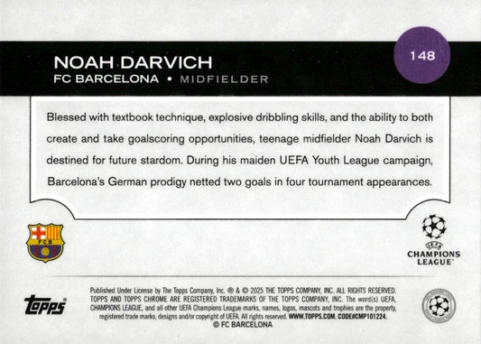 Noah Darvich (RC) - Topps Chrome Sapphire Edition UEFA Club Competitions 24/25