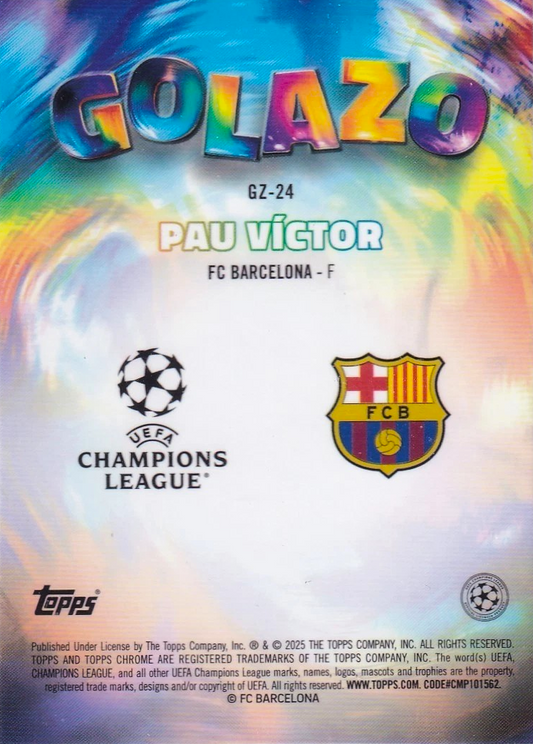 Pau Víctor (RC) - Golazo - Topps Chrome UEFA Club Competitions 24/25
