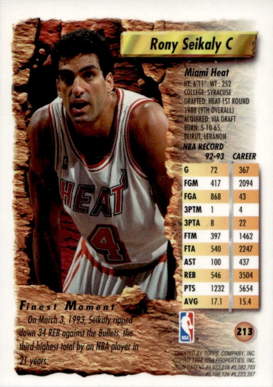 Rony Seikaly - Topps Finest Basketball 93/94