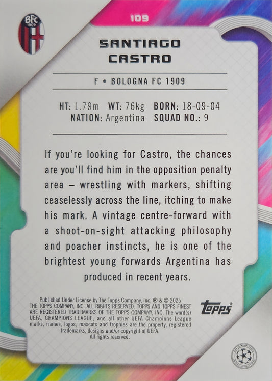 Santiago Castro (RC) /275 - Topps Finest UEFA Club Competitions 24/25