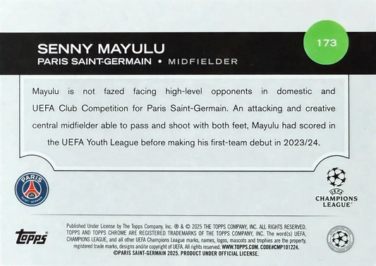 Senny Mayulu (RC) - Topps Chrome UEFA Club Competitions 24/25