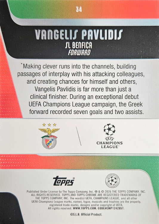 Vangelis Pavlidis /275 - Topps Chrome UEFA Club Competitions 25/26