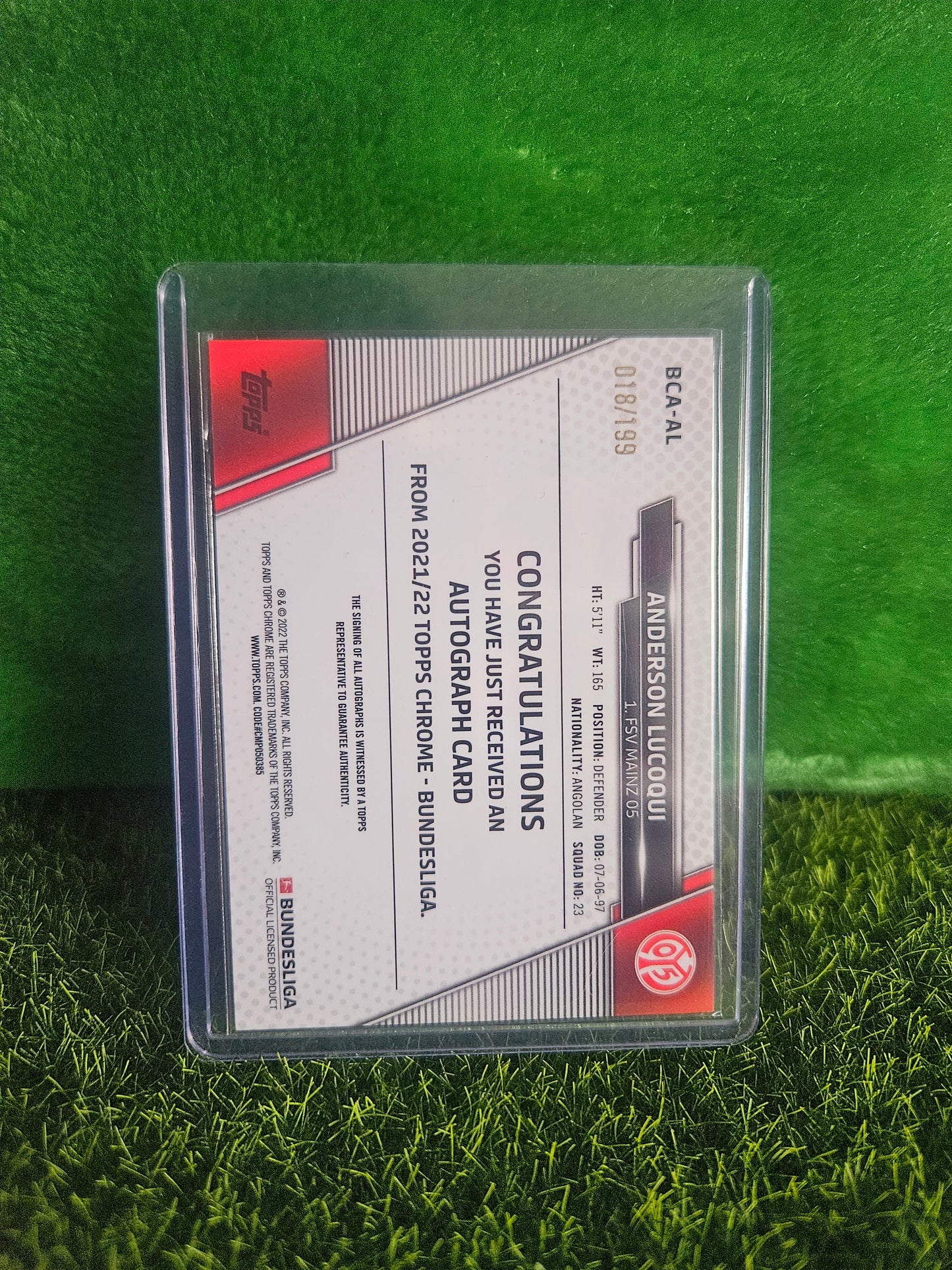 Anderson Lucoqui (RC) /199 - Autógrafo original - Topps Chrome Bundesliga 2022