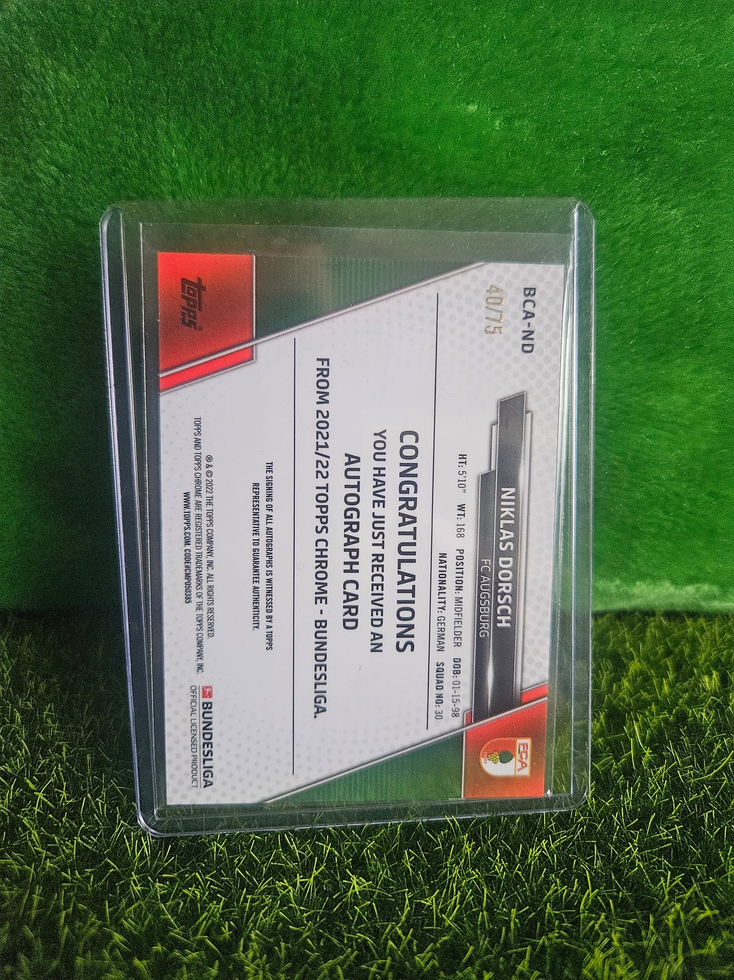 Niklas Dorsch (RC) /75 - Autógrafo original - Topps Chrome Bundesliga 2022