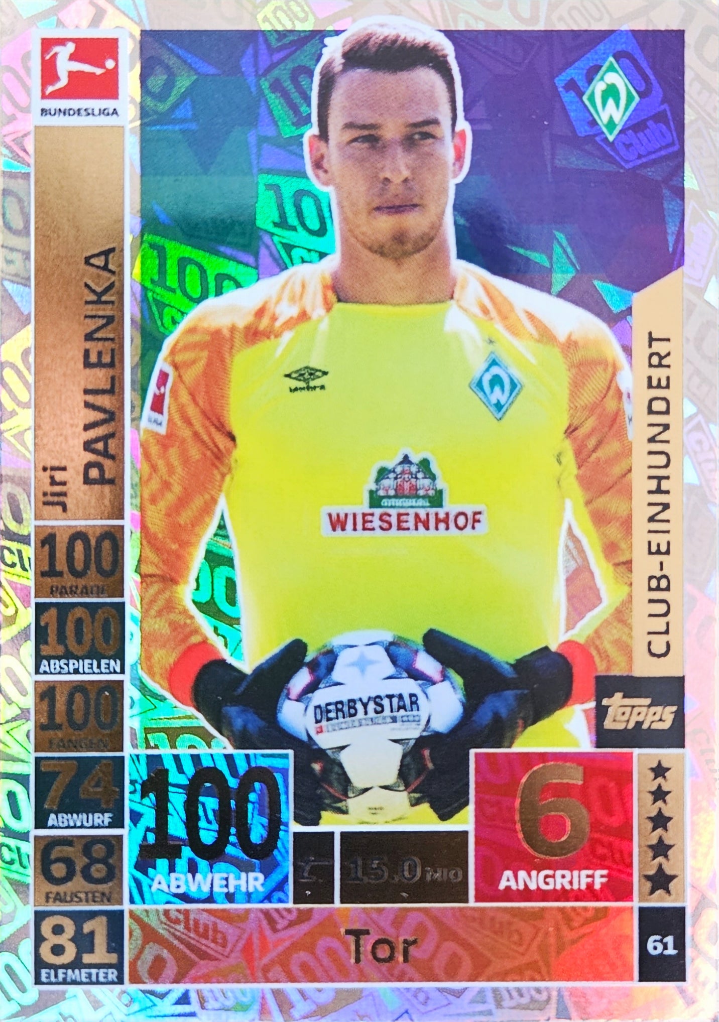 Jiri Pavlenka - 100 Club - Match Attax Bundesliga 18/19