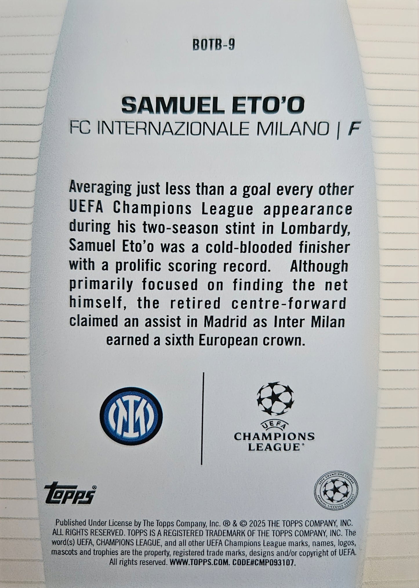 Samuel Eto'o - Best of the best - Topps 2025