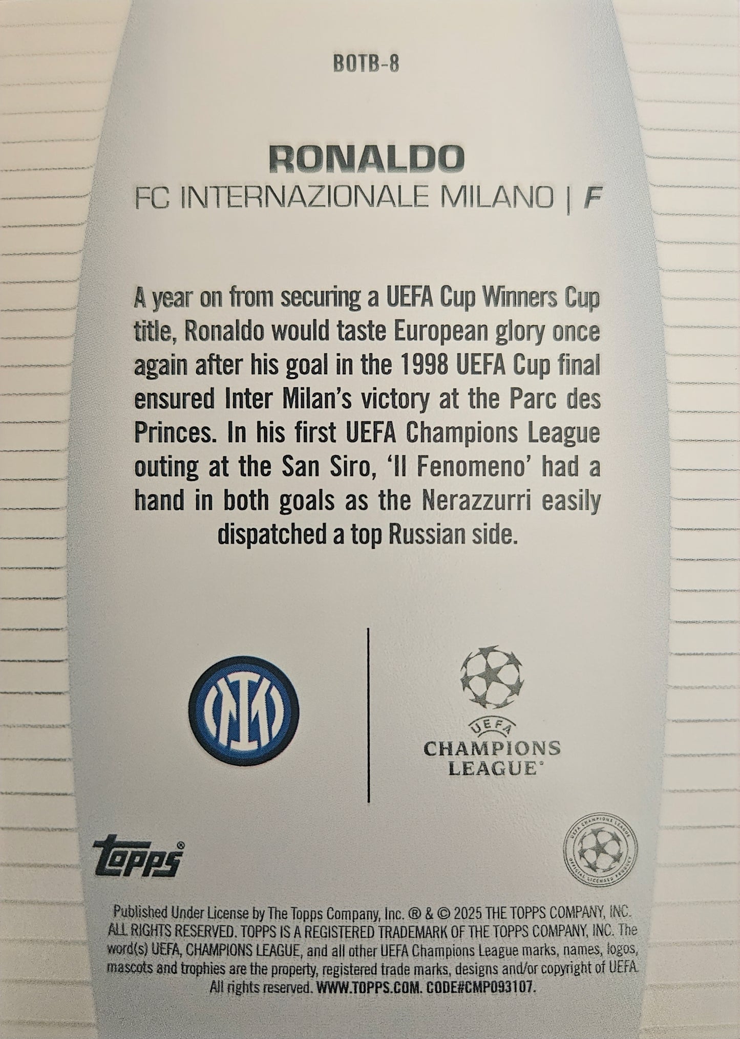 Ronaldo Nazario - Best of the best - Topps 2025