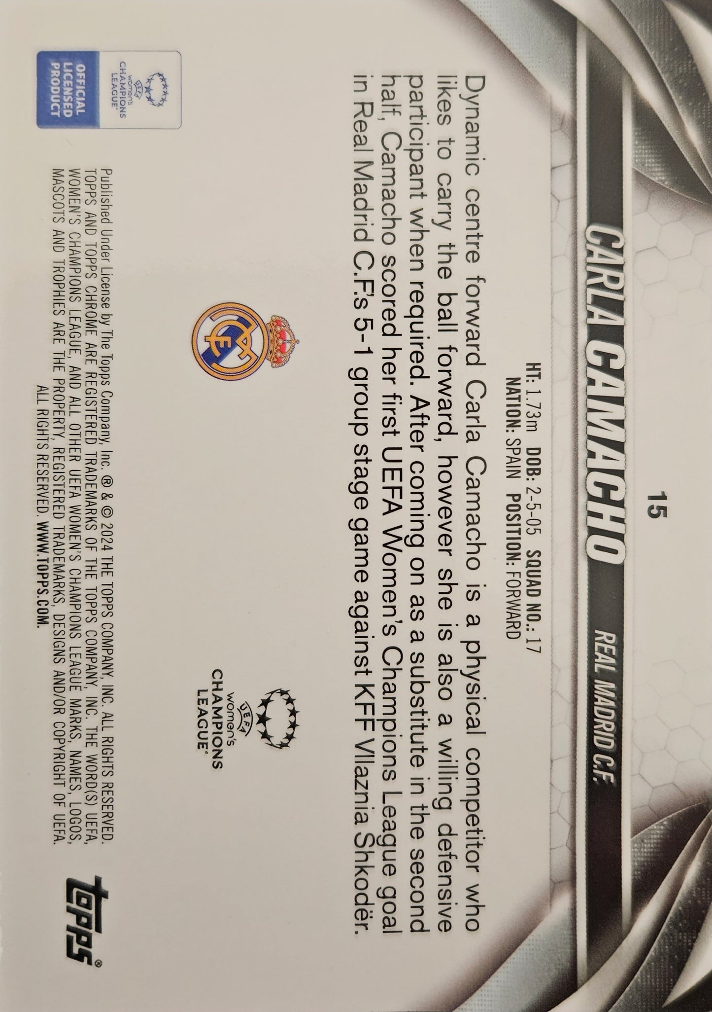 Carla Camacho (RC) /250 - Topps Chrome 2024