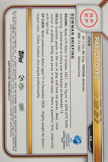 Pablo Torre - 1st Bowman - UEFA Under 21 Championship 2023