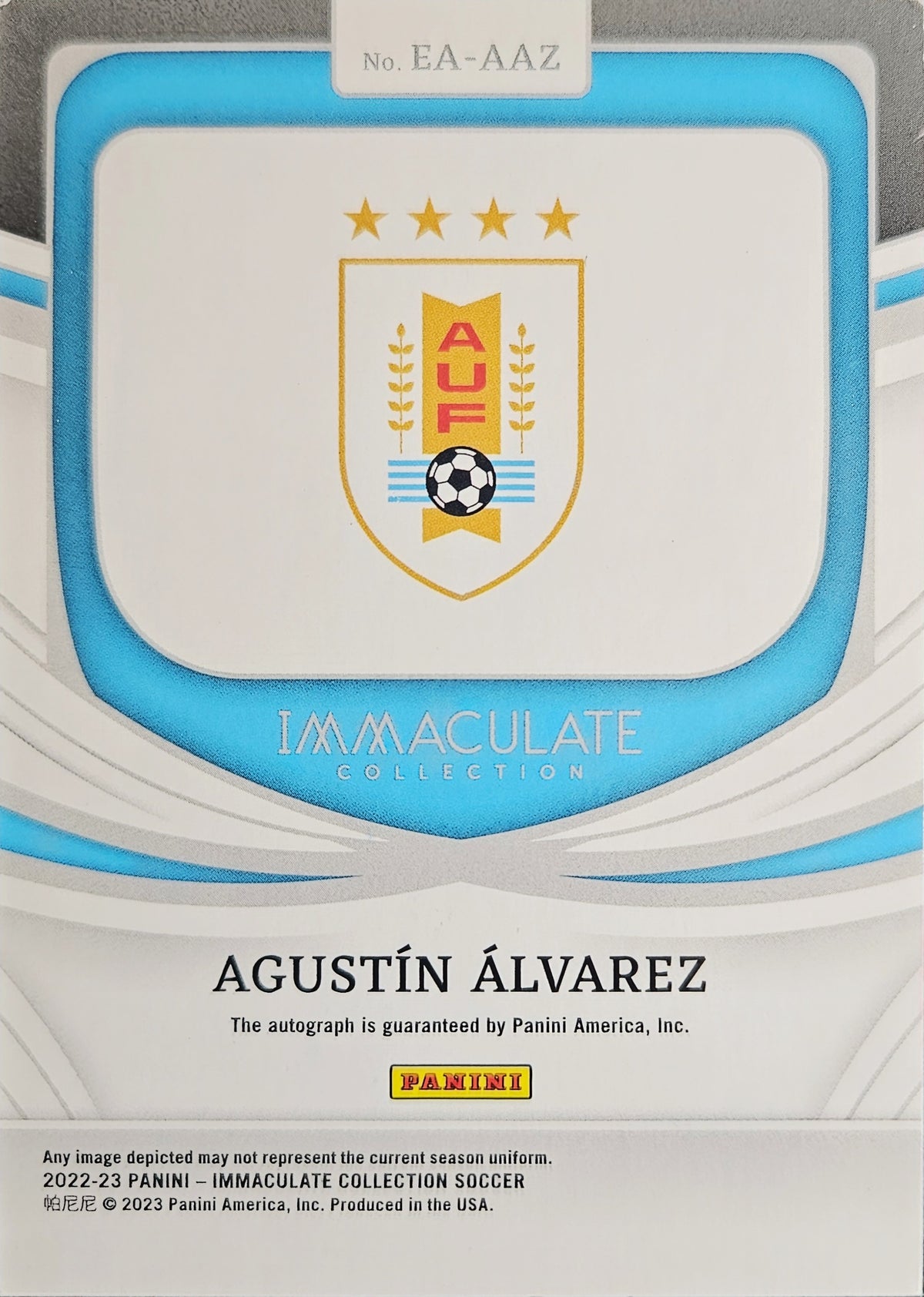 Agustín Álvarez /99 - Autógrafo original - Immaculate Collection Soccer 22/23