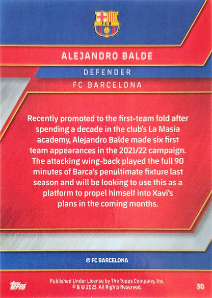 Alejandro Balde - Topps Chrome Barcelona 22/23