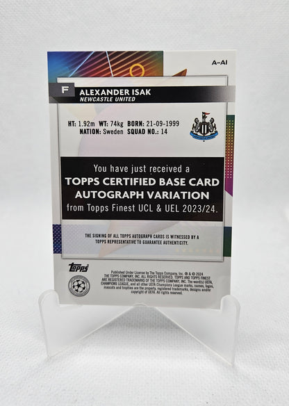 Alexander Isak - Autógrafo original - Topps Finest UEFA Club Competitions 23/24