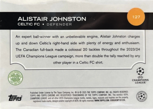 Alistair Johnston - Topps Chrome UEFA Club Competitions 24/25