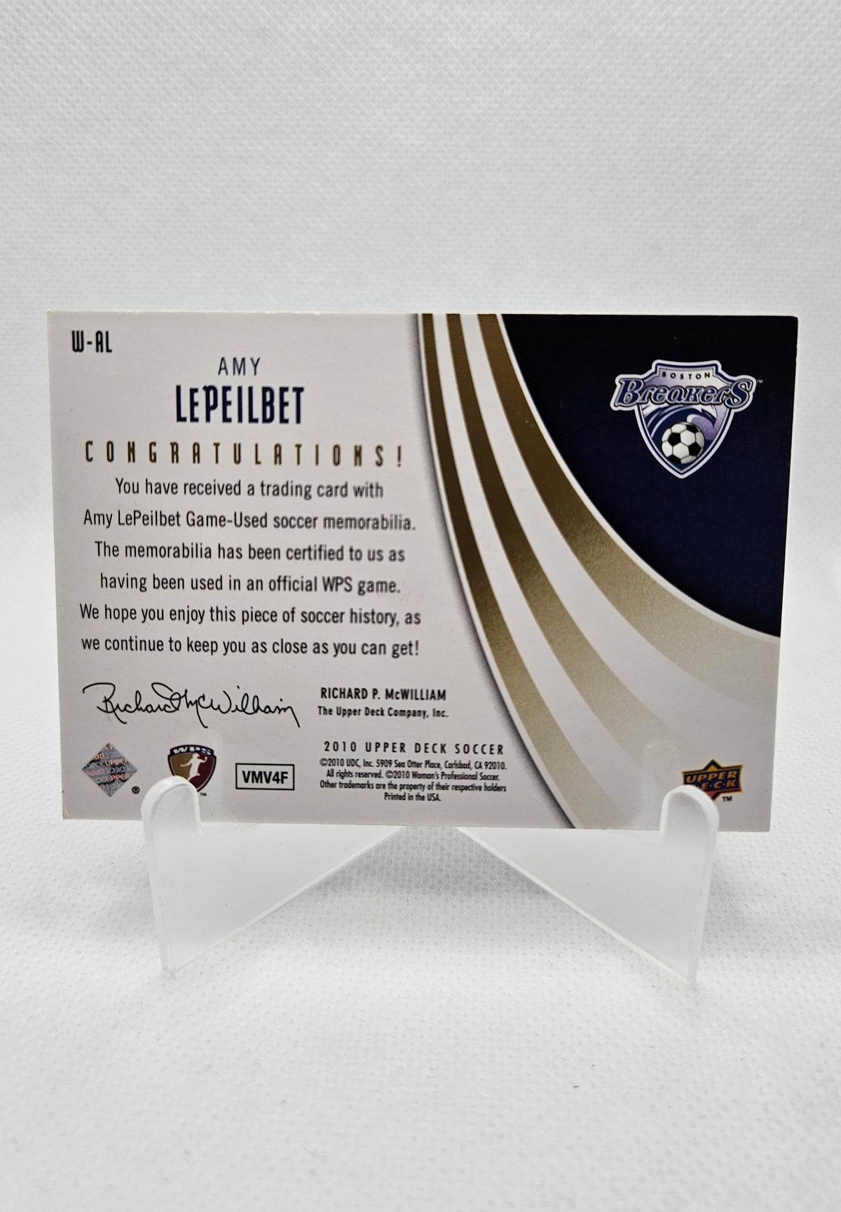 Amy LePeilbet - Parche WPS Materials - Upper Deck Soccer 2010