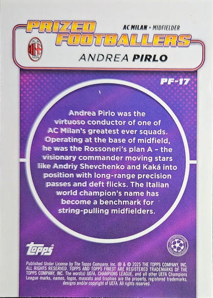 Andrea Pirlo - Prized Footballers - Topps Finest UEFA Club Competitions 24/25