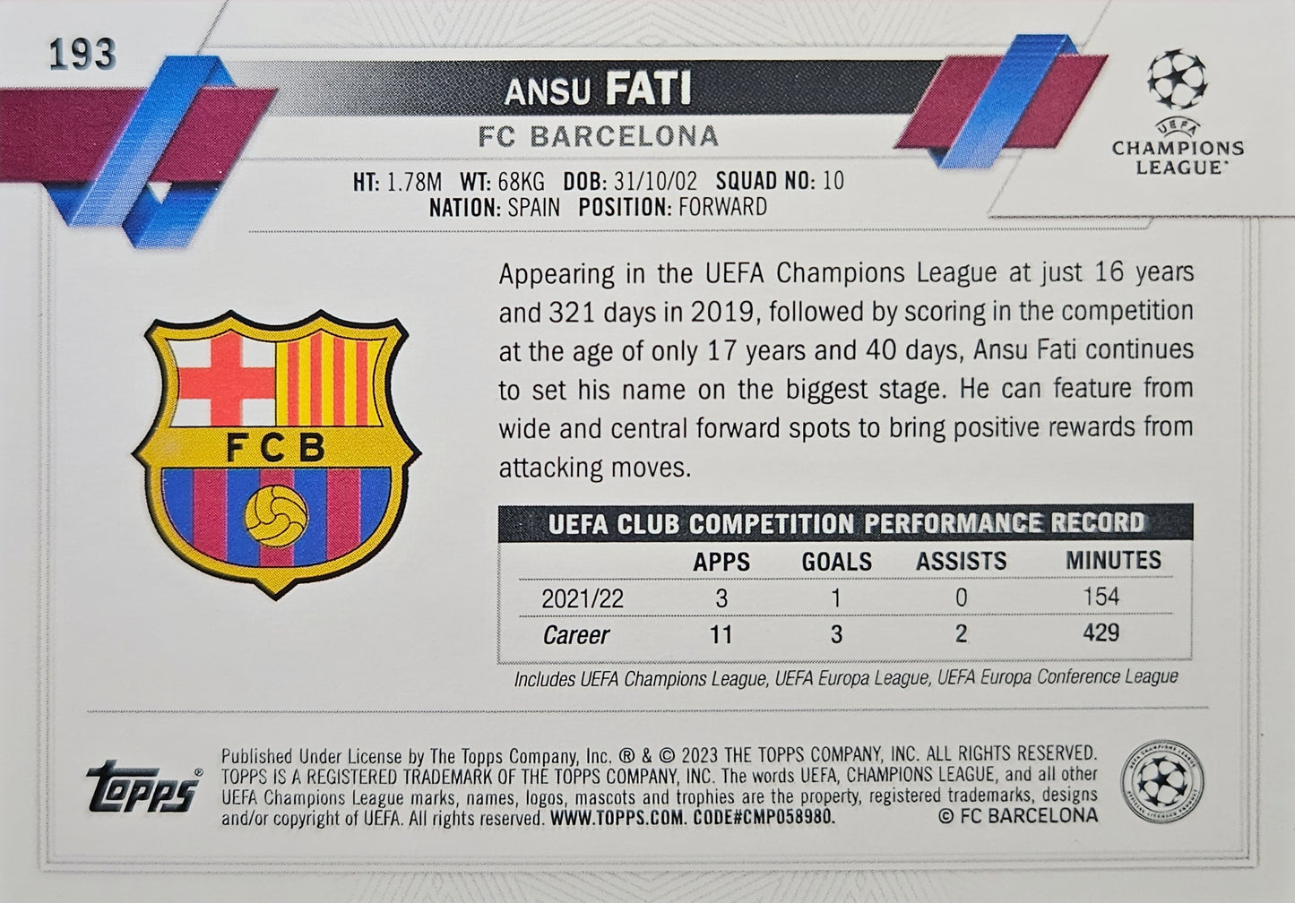 Ansu Fati - Carnaval - UEFA Club Competitions 22/23