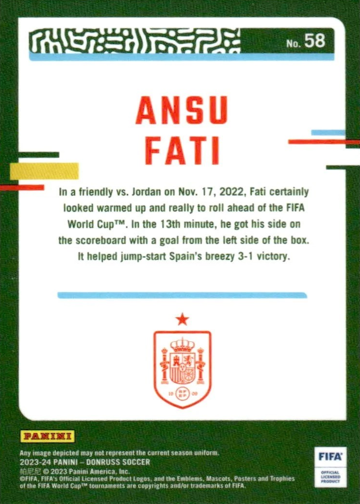 Ansu Fati - Optic Silver Prizm - Donruss Soccer 23/24