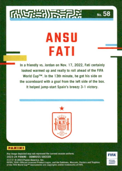 Ansu Fati - Optic Silver Prizm - Donruss Soccer 23/24