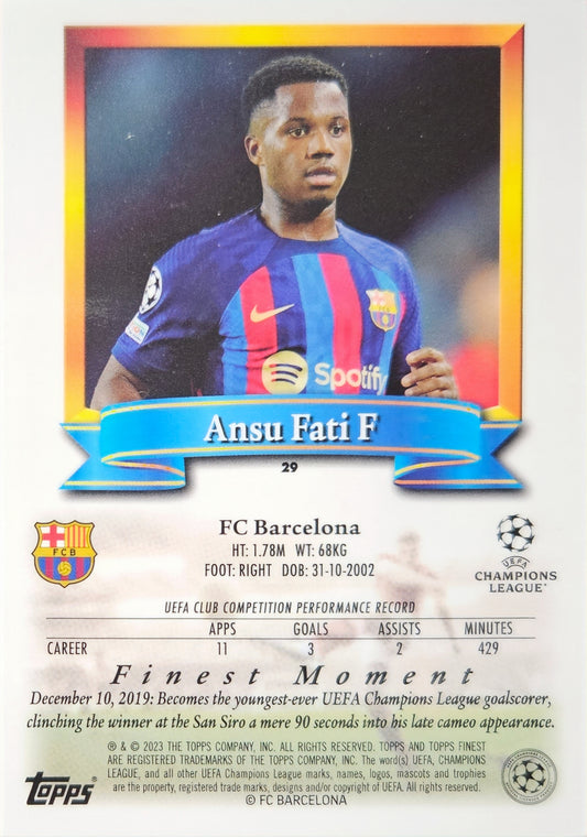 Ansu Fati - Topps Finest Flashbacks UEFA Club Competitions 22/23