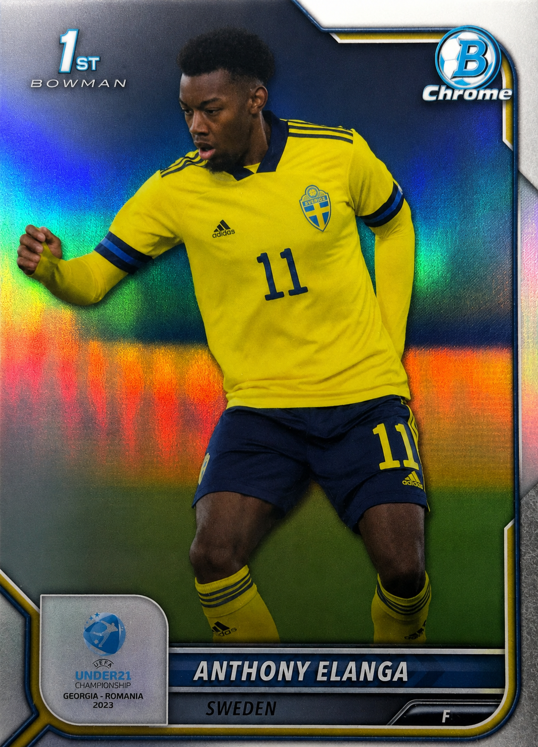 Anthony Elanga - 1st Bowman Refractor - Bowman Chrome UEFA Under 21 Championship Georgia y Romania 2023
