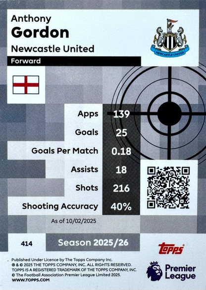 Anthony Gordon - Pro Precisión - Topps Premier League 2026
