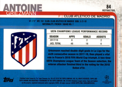 Antoine Griezmann - Refractor - Topps Chrome UEFA Club Competitions 18/19