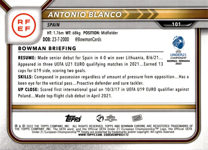 Antonio Blanco - 1st Bowman - Bowman Chrome UEFA Under 21 Championship Georgia y Romania 2023