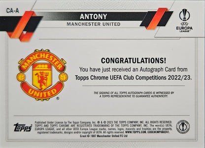 Antony - Autógrafo original - Topps Chrome UEFA Club Competitions 22/23