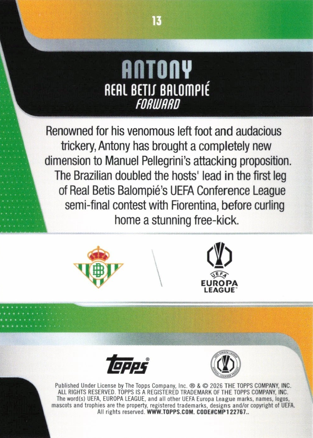 Antony - UEFA Club Competitions 25/26