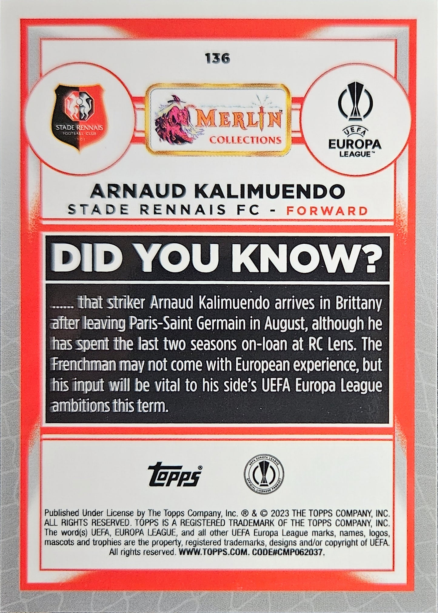 Arnaud Kaliumendo (RC) - Merlin UEFA Club Competitions 22/23