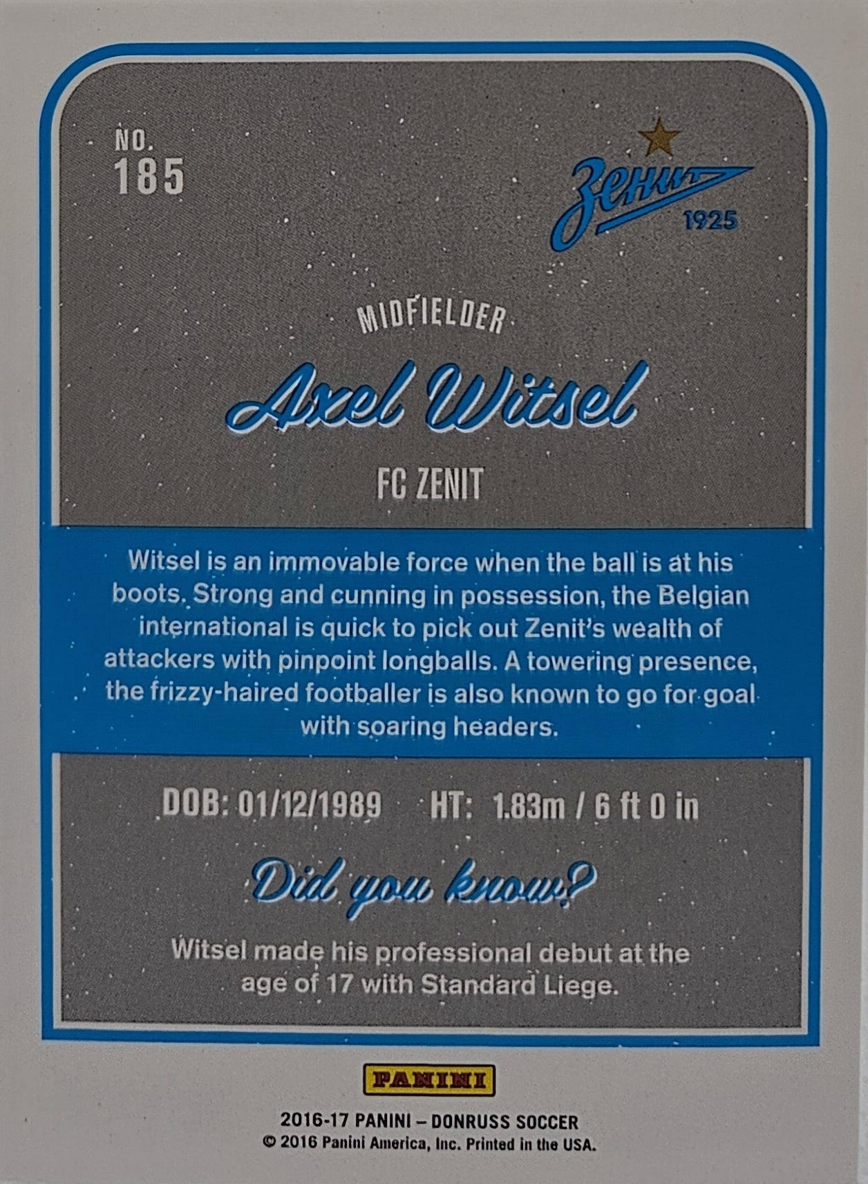 Axel Witsel - Donruss Soccer 16/17